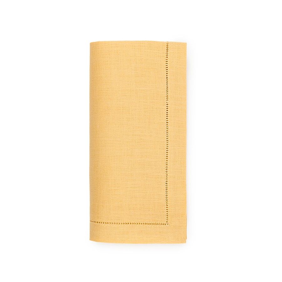 Butter Hemstitched Linen Dinner Napkins (set of 4)