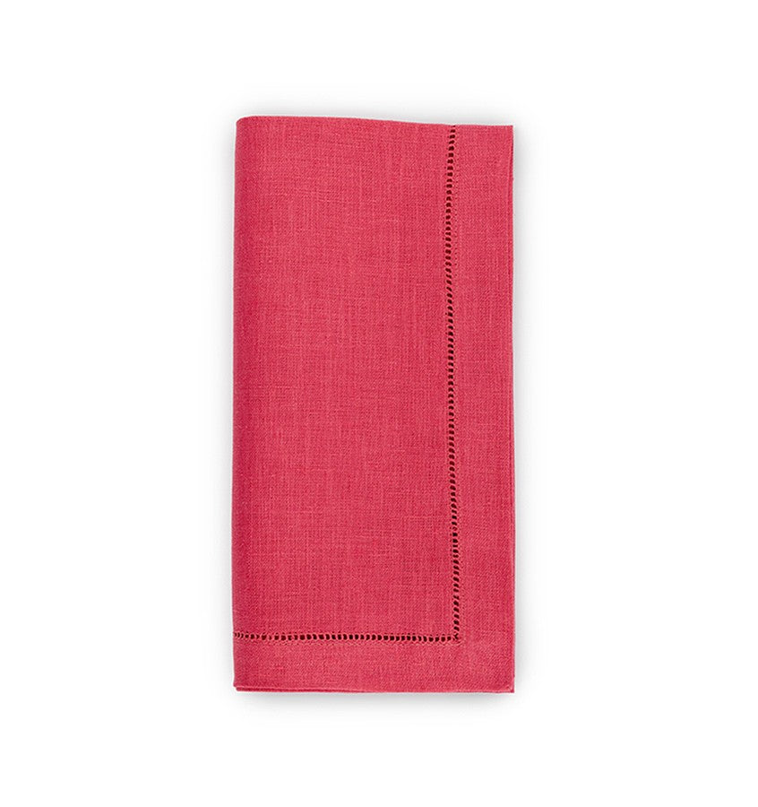 Coral Hemstitched Linen Dinner Napkins (set of 4)