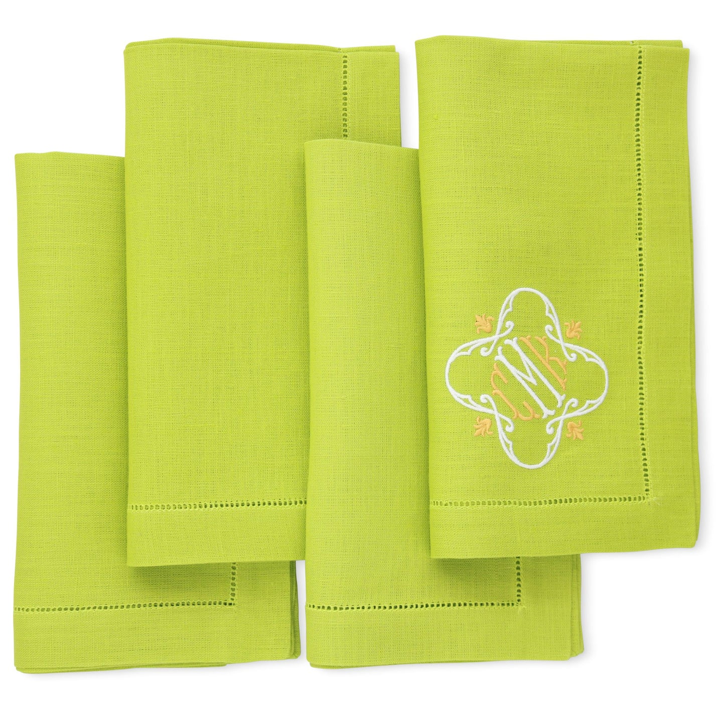 Apple Green Festival Hemstitched Dinner Napkins (set of 4)