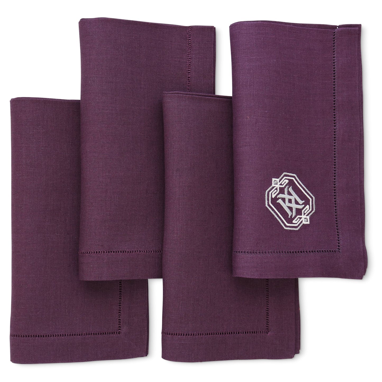 Aubergine Hemstitched Dinner Napkins (set of 4)