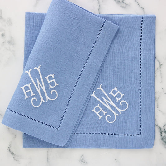 Bluebell Hemstitched Linen Dinner Napkins (set of 4)