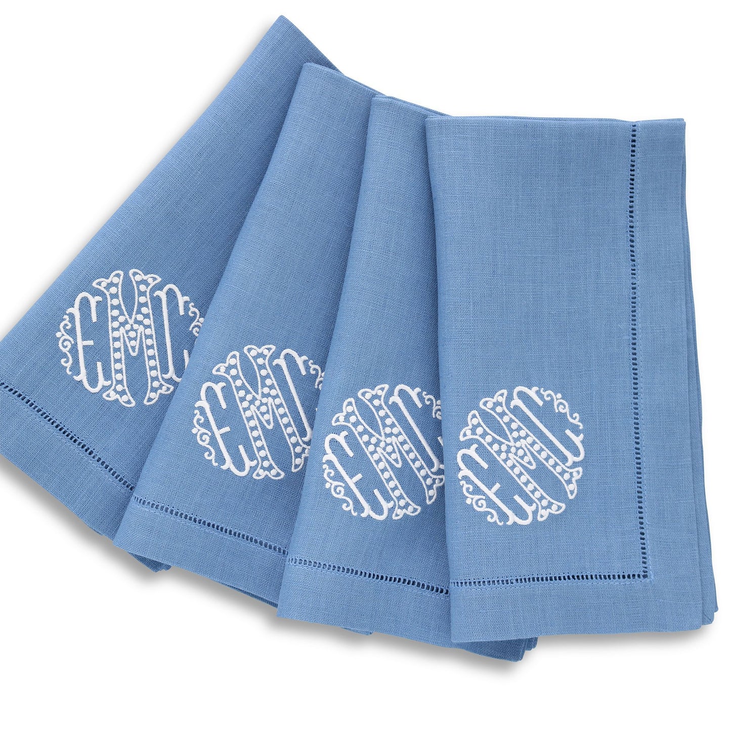 Bluebell Hemstitched Linen Dinner Napkins (set of 4)