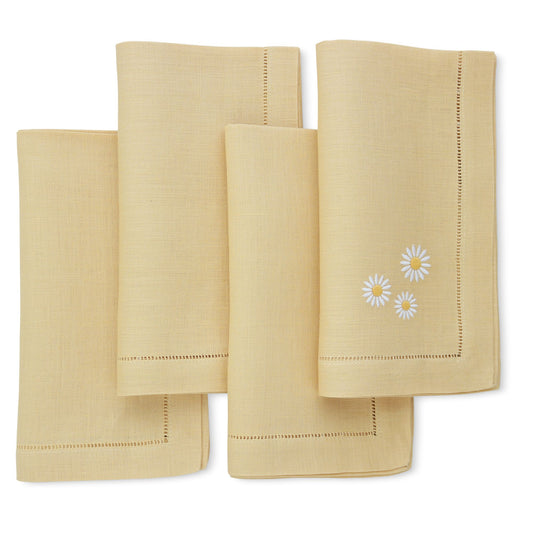 Butter Hemstitched Linen Dinner Napkins (set of 4)