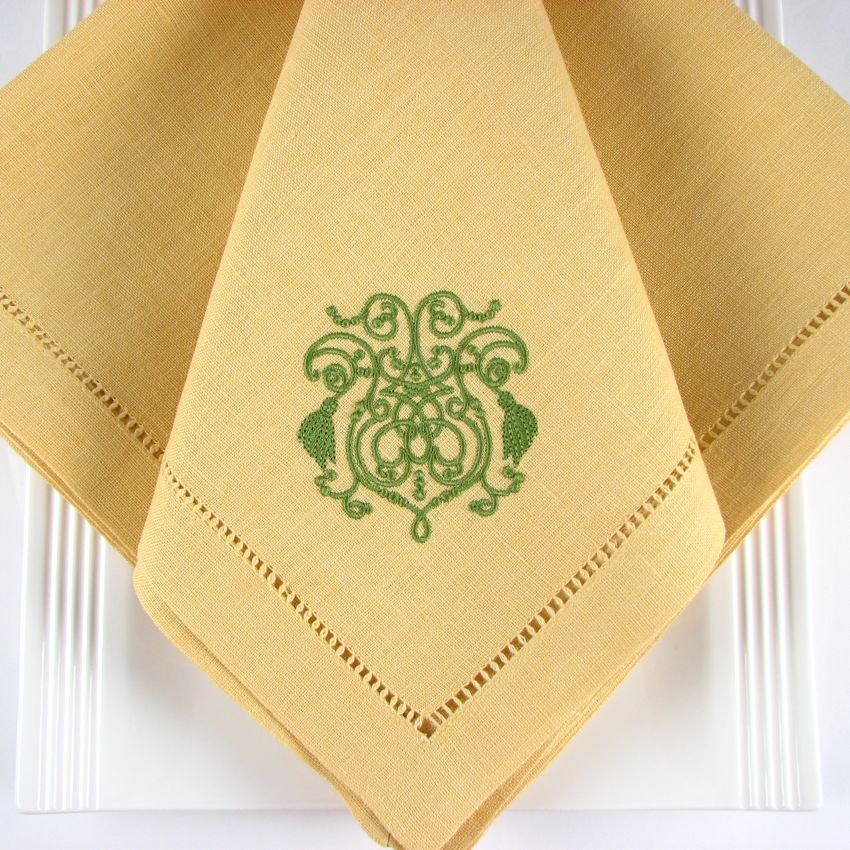 Butter Hemstitched Linen Dinner Napkins (set of 4)