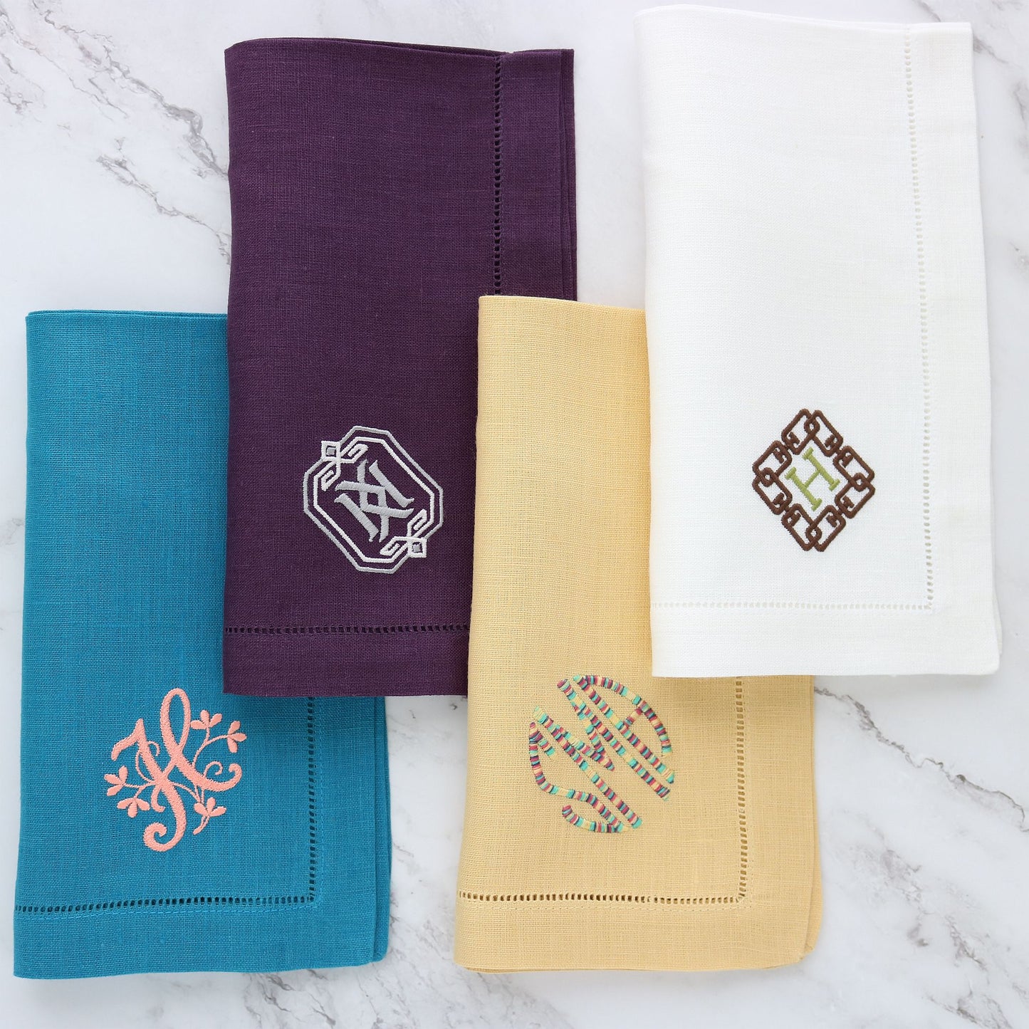 Butter Hemstitched Linen Dinner Napkins (set of 4)