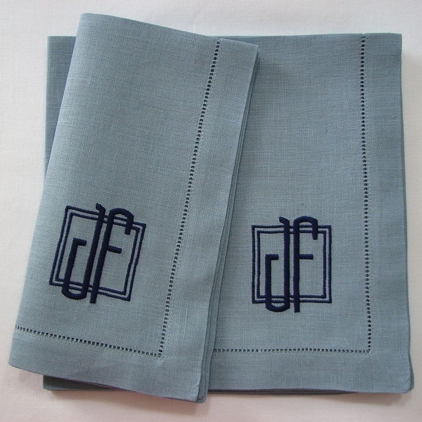Hydrangea Hemstitched Linen Dinner Napkins (set of 4)