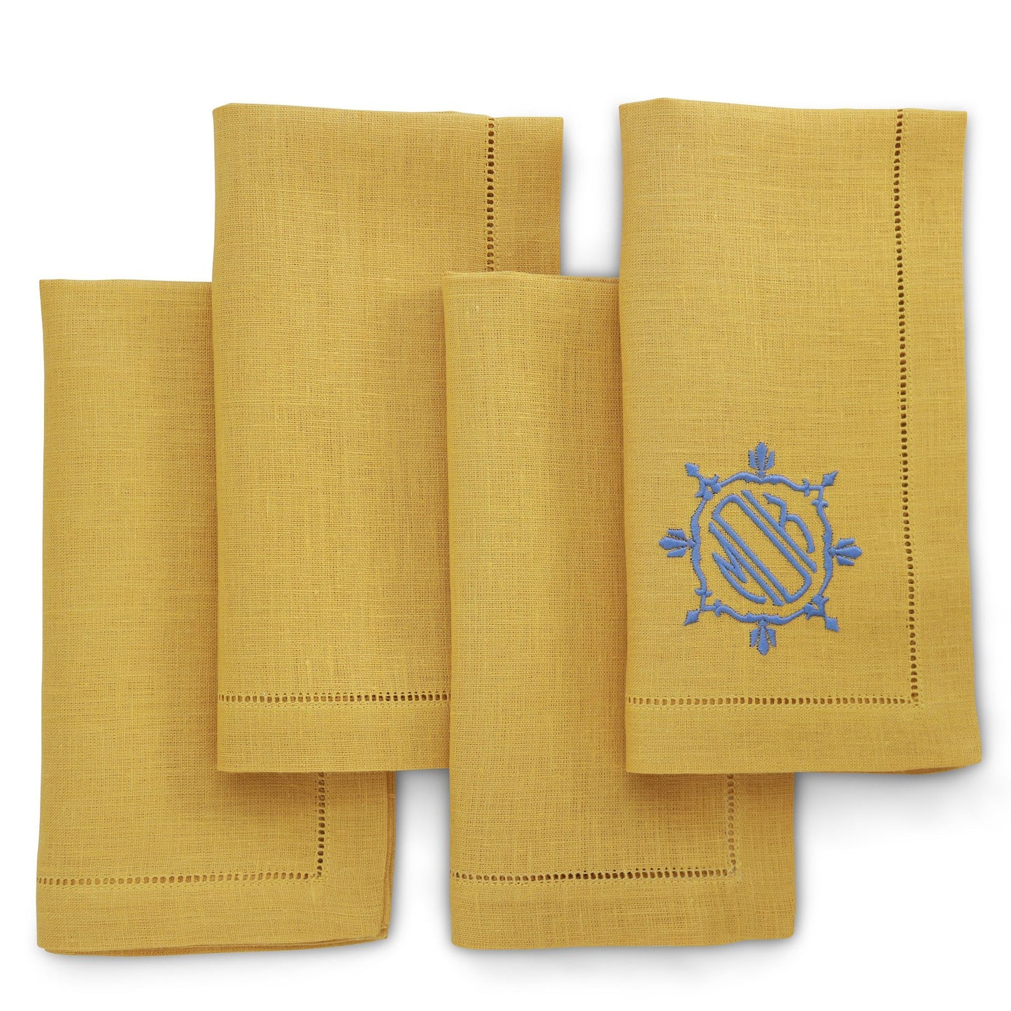 Mustard Hemstitched Linen Dinner Napkins (set of 4)
