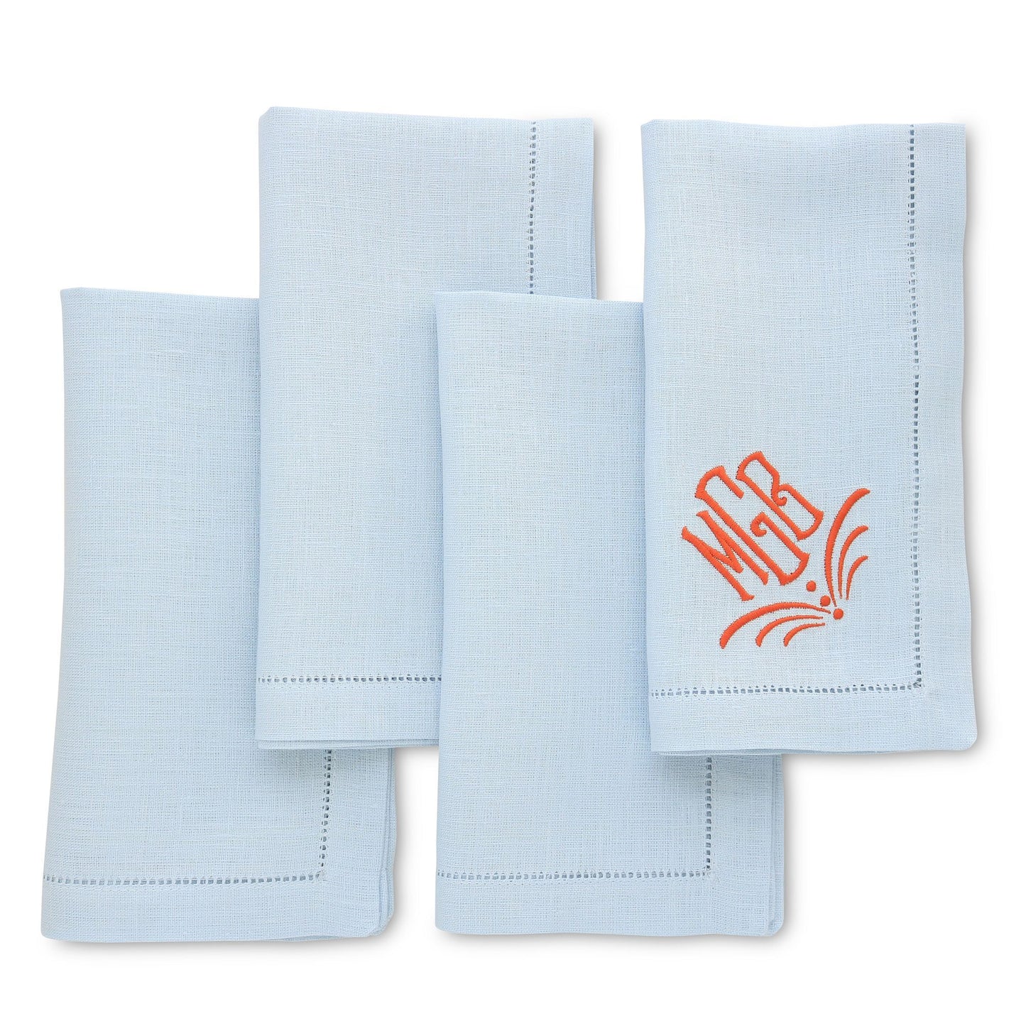 Sky Hemstitched Linen Dinner Napkins (set of 4)