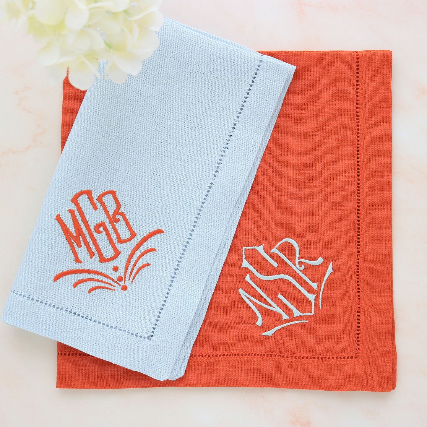 Sky Hemstitched Linen Dinner Napkins (set of 4)