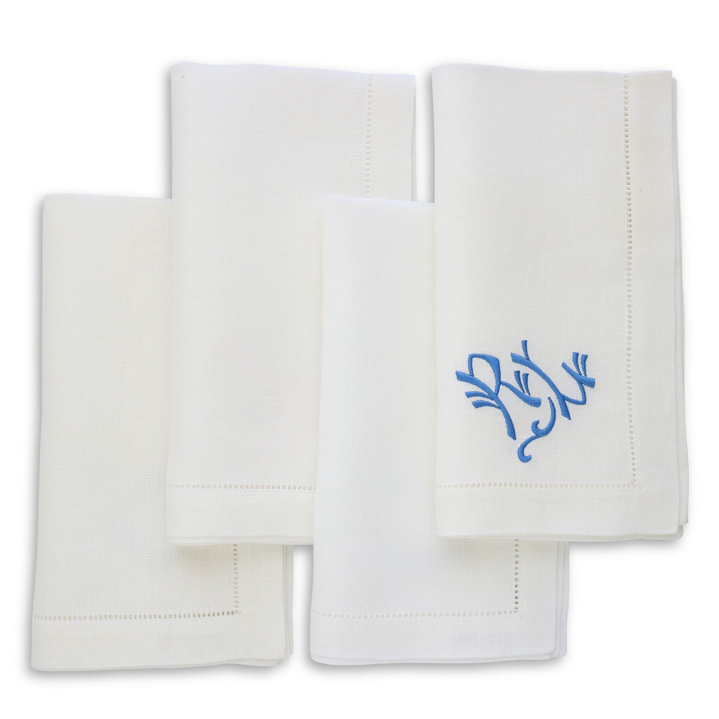 White Hemstitched Linen Dinner Napkins (set of 4)