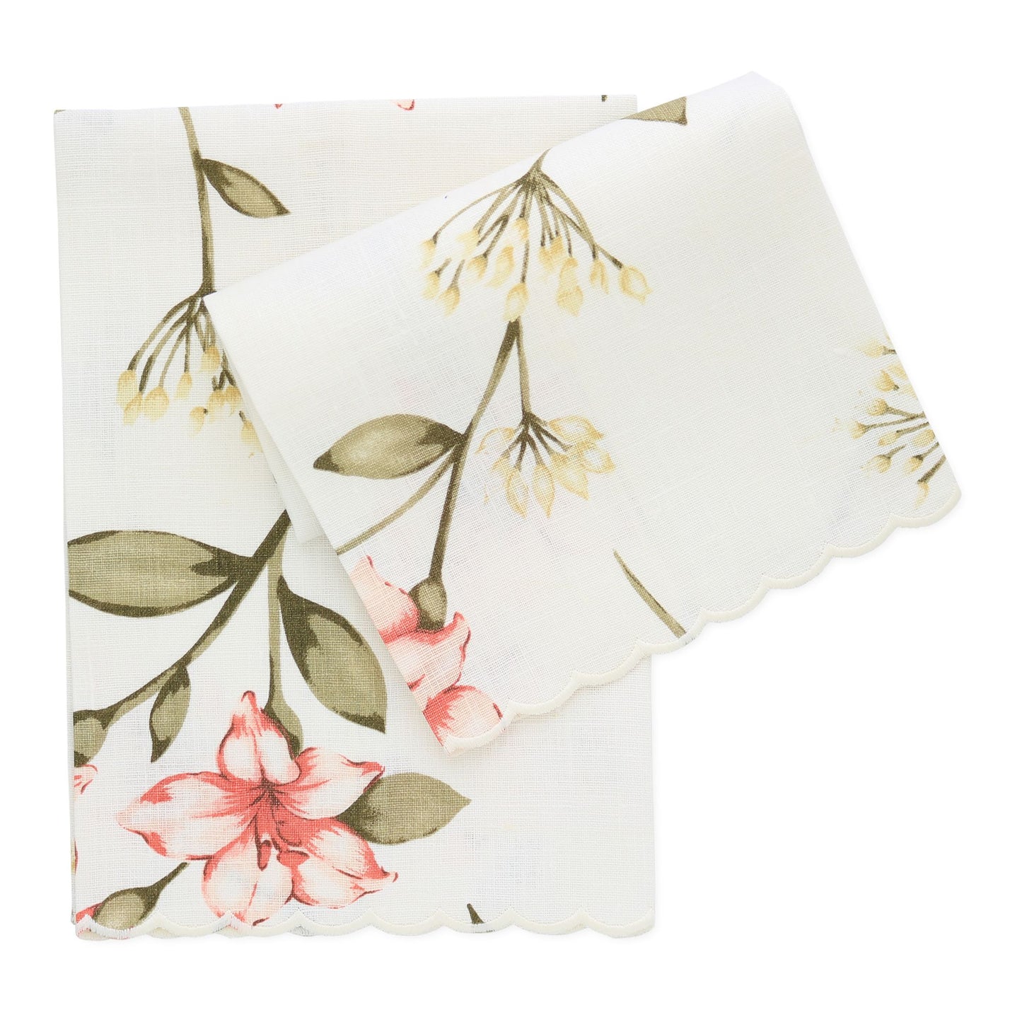 Floral Prints Scalloped Linen Guest Towel (each)