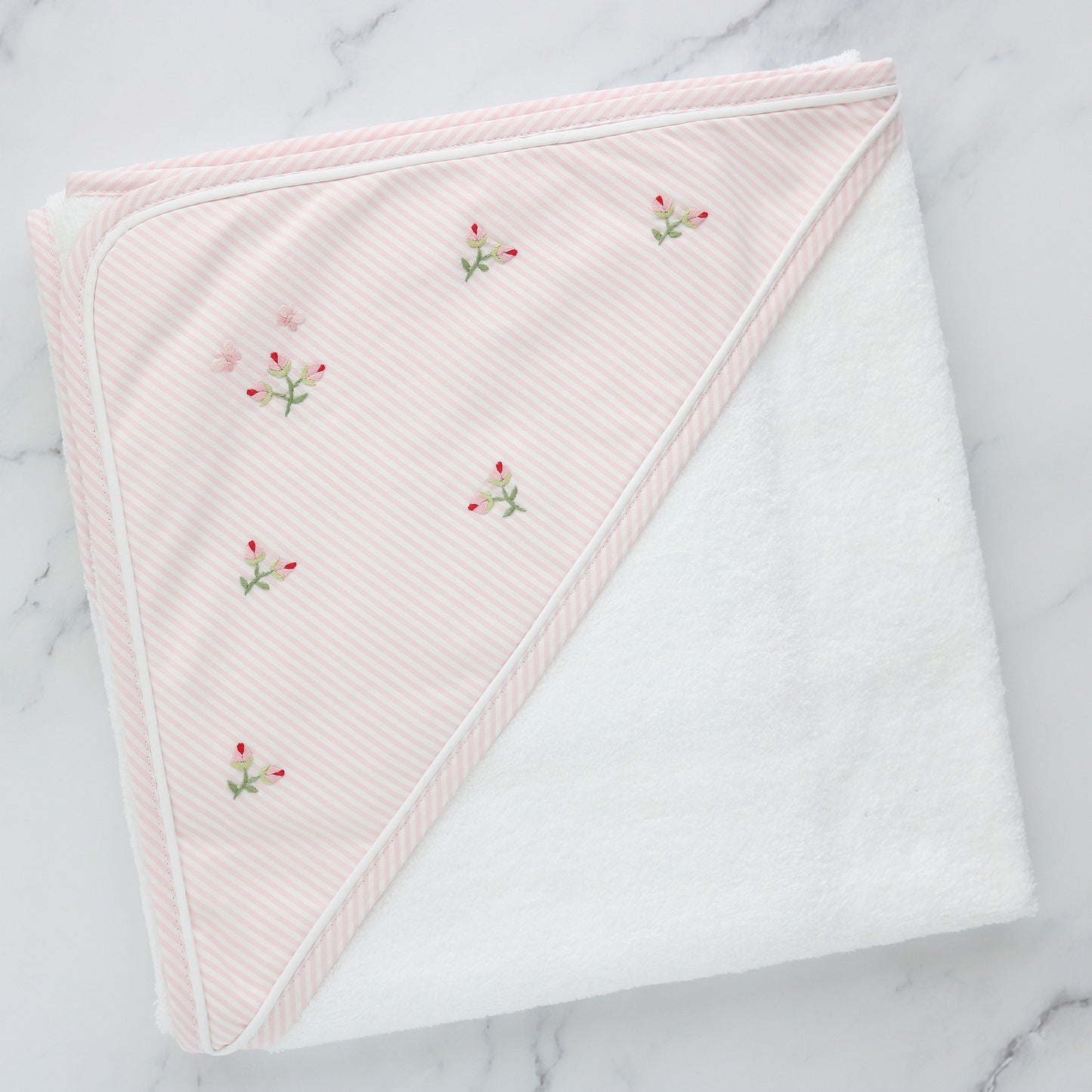 Rosebuds Cotton Baby Terry Hooded Towel (each)