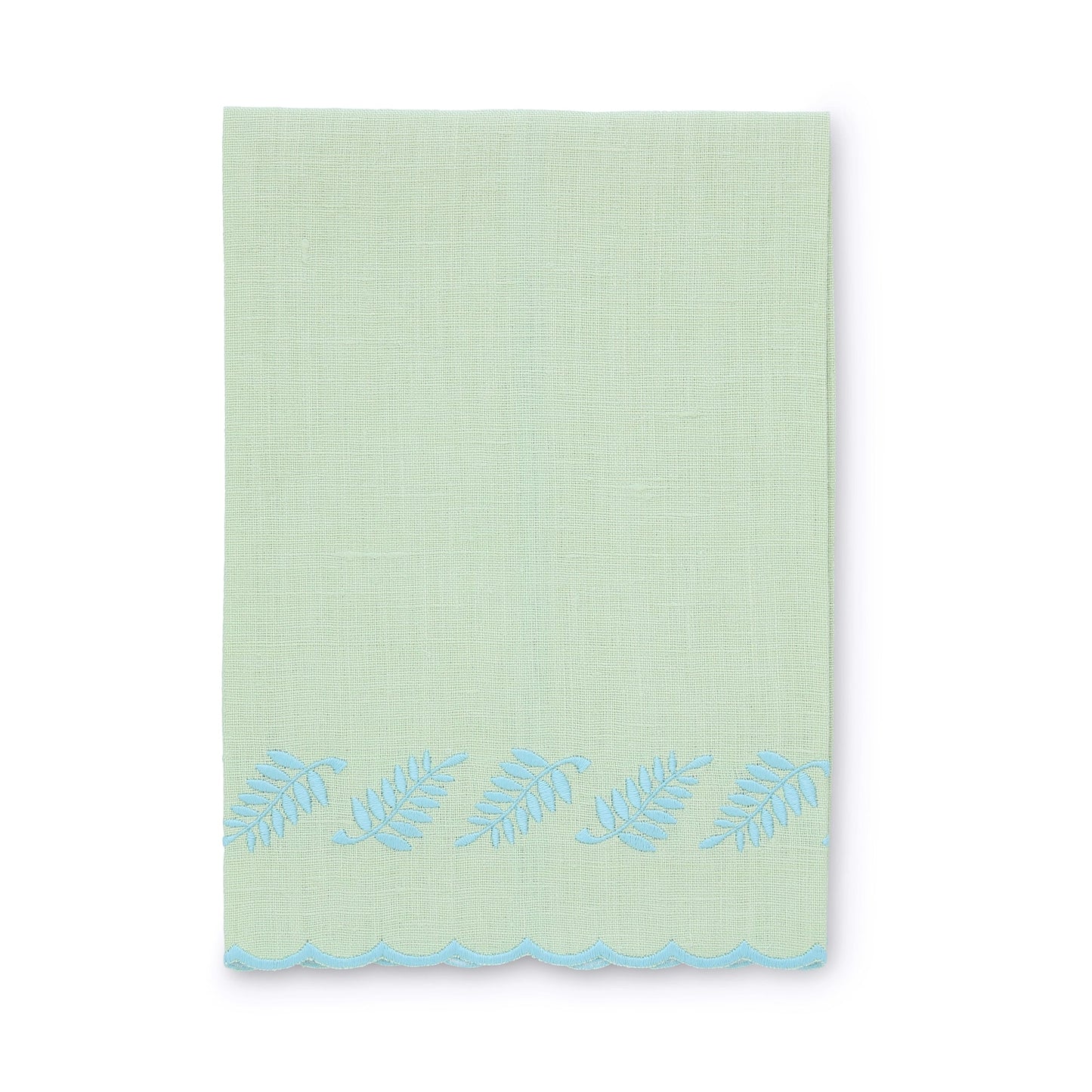 Kiwi / Blue Fern Scalloped Linen Guest Towel (each)