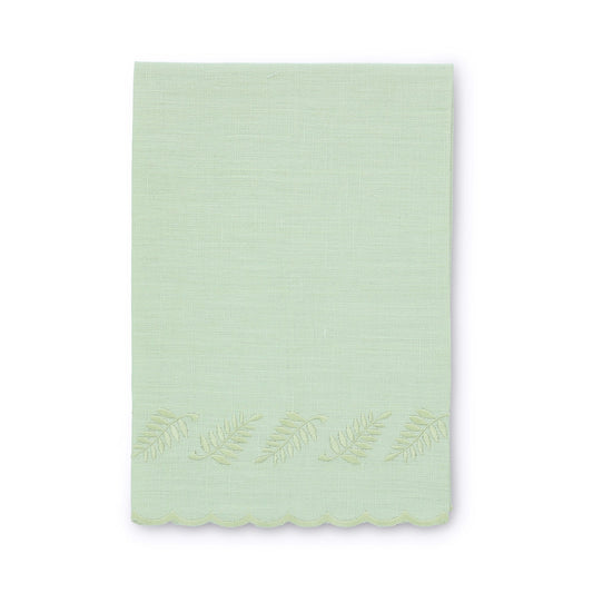 Kiwi Green Fern Scalloped Linen Guest Towel (each)