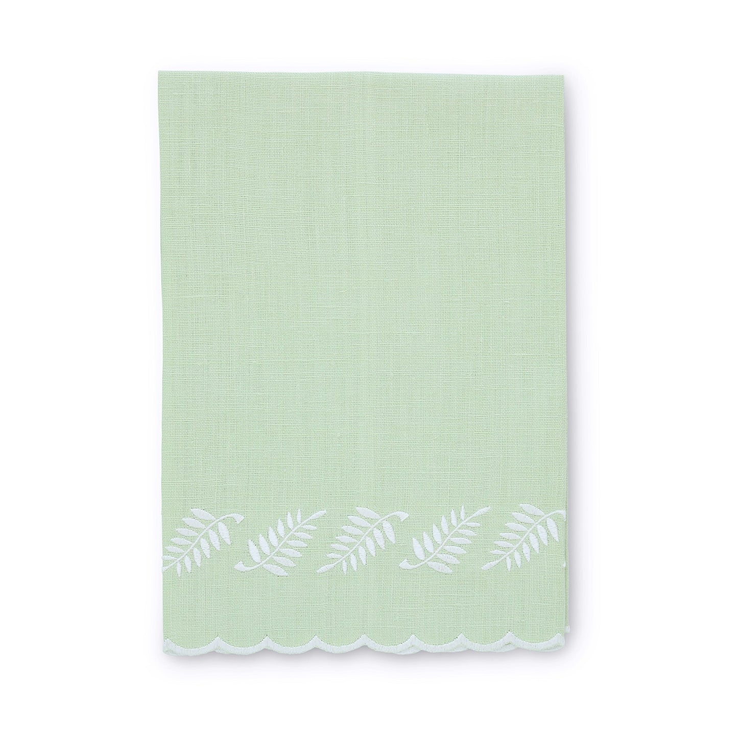 Kiwi / White Fern Scalloped Linen Guest Towel (each)