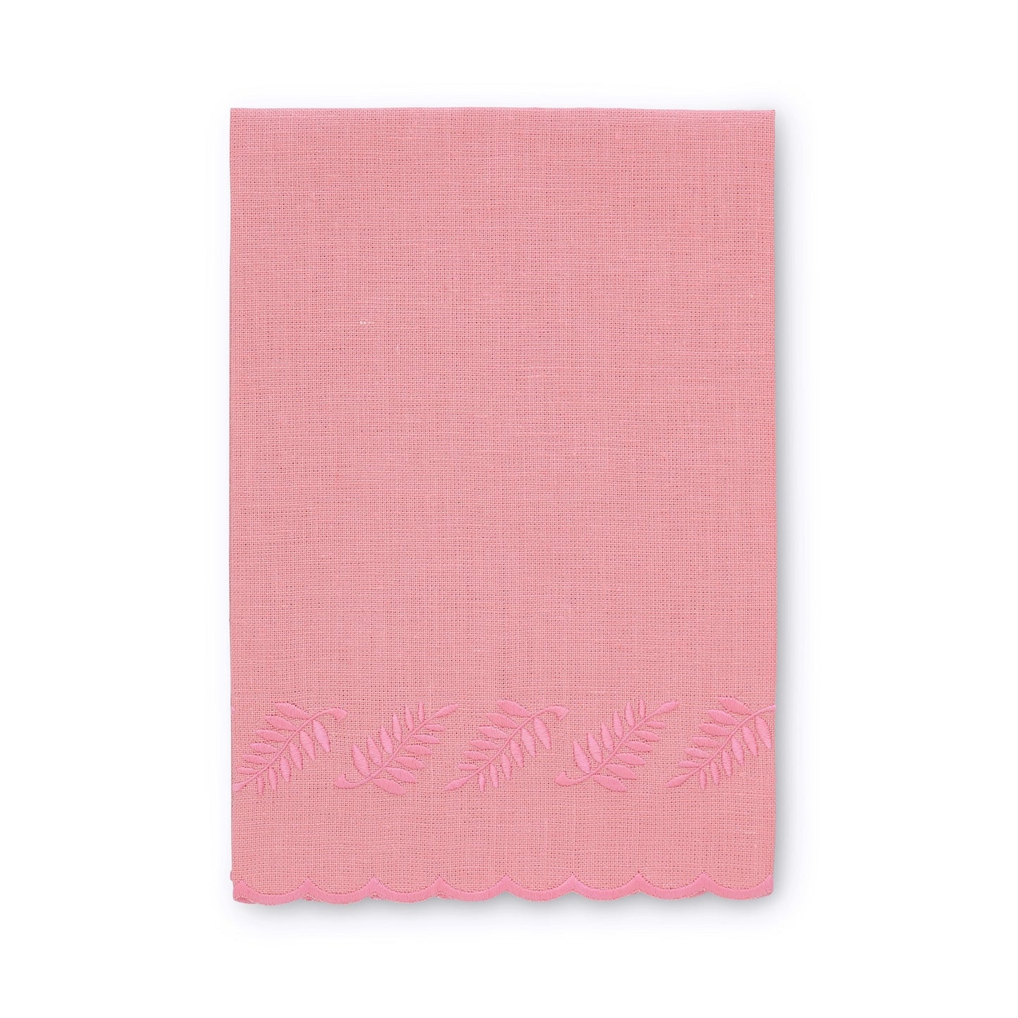 Salmon / Pink Fern Scalloped Linen Guest Towel (each)