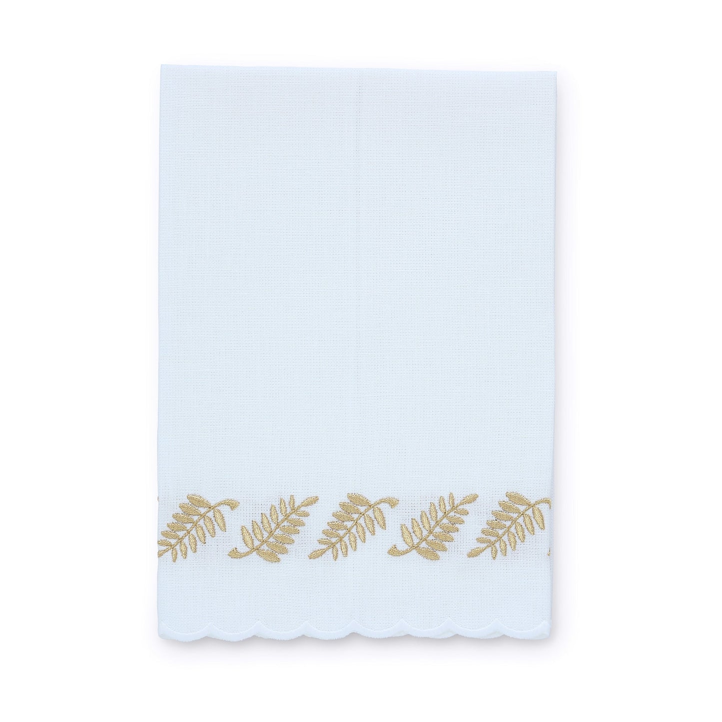 Asciugamano ospite in lino smerlato felce bianco/oro (ciascuno)