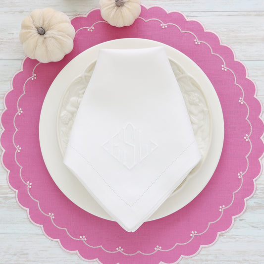 White Ambra Hemstitched Dinner Napkins (each)