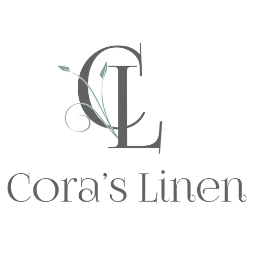 cora's linen logo, initials cl interlaced with greenery