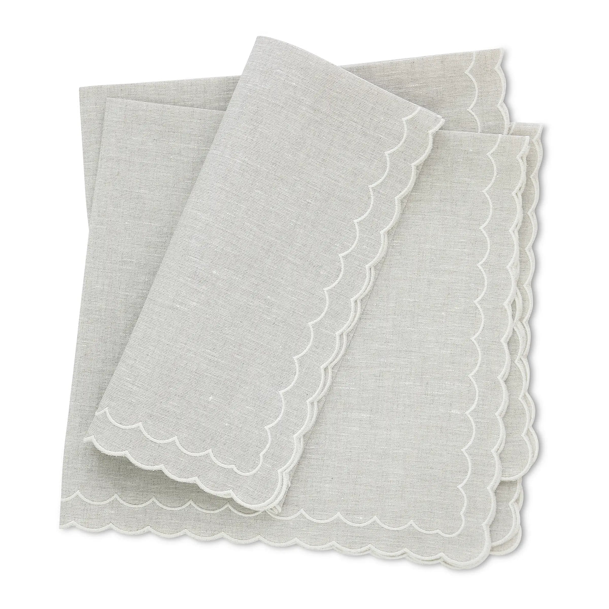 set of 4 sand linen napkins with Aurora border in cream by Cora's Linen