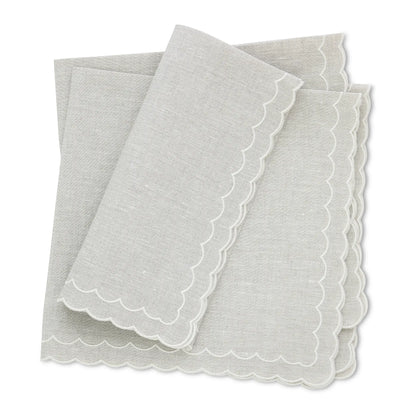 set of 4 sand linen napkins with Aurora border in cream by Cora's Linen