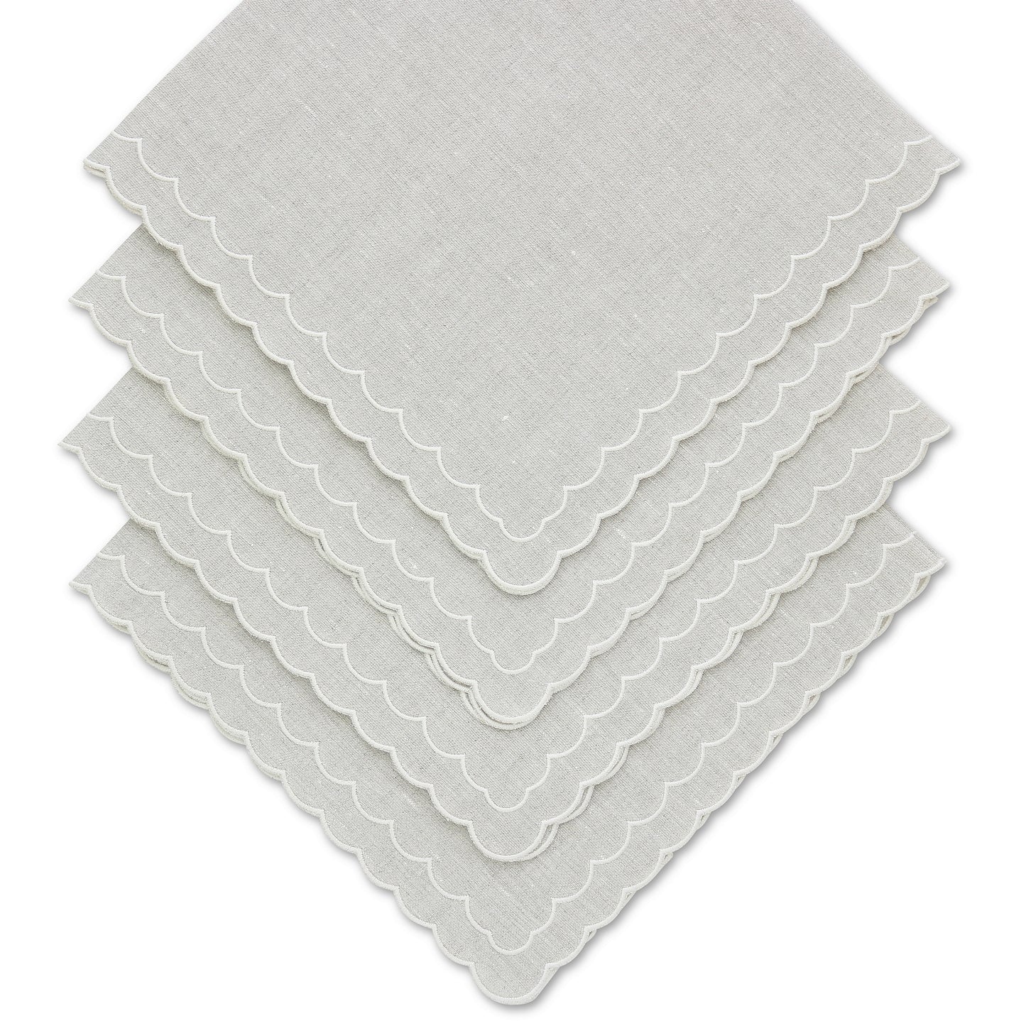 set of 4 sand linen napkins with Aurora border in cream