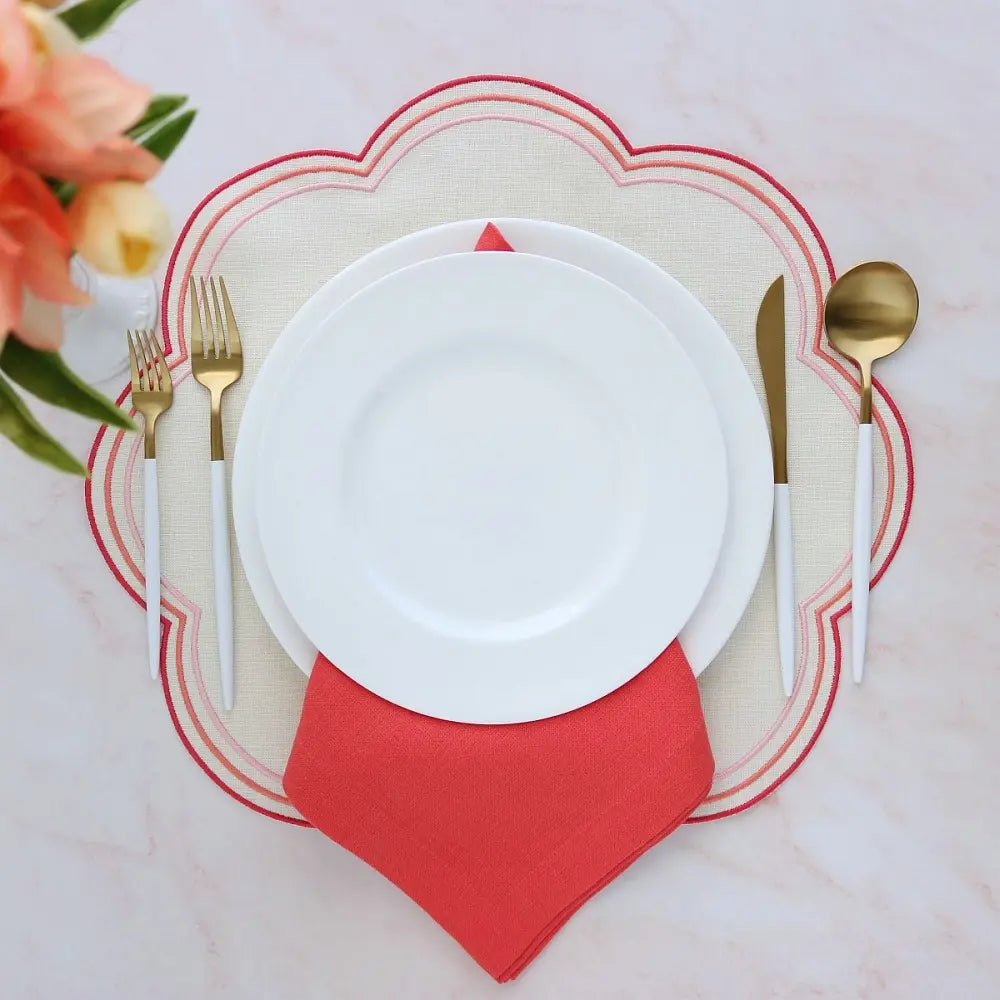 Orange Bari Large Scallops Linen Placemats (each)