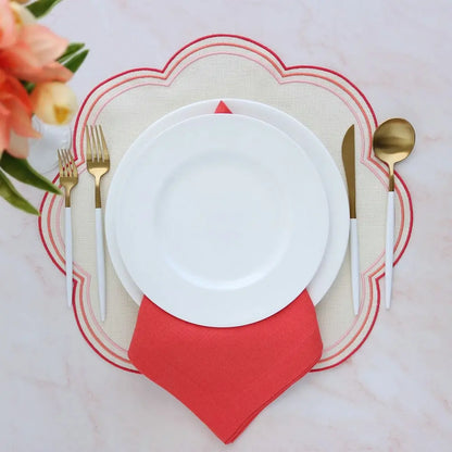 Orange Bari Large Scallops Linen Placemats (each)