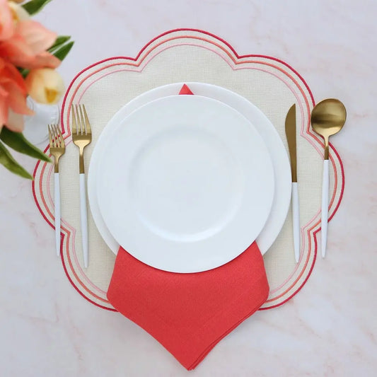 Orange Bari Large Scallops Linen Placemats (each)