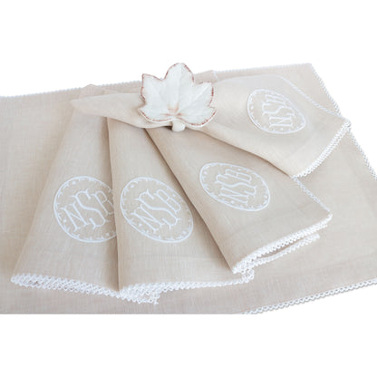 Made to order linen picot trim placemats (each)