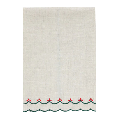 Light Natural Bergamo Scalloped Linen Guest Towel (each)