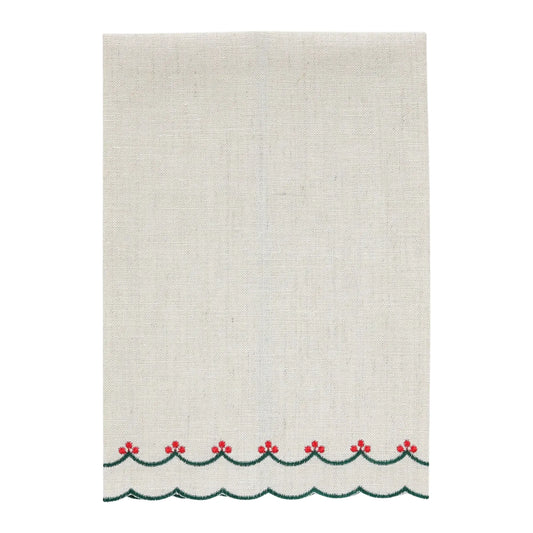 Light Natural Bergamo Scalloped Linen Guest Towel (each)