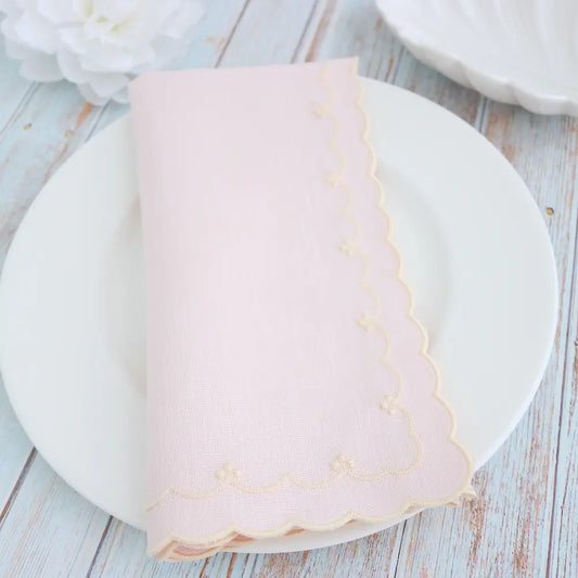 Pink and Yellow Bergamo Berries Scalloped Napkins (each)