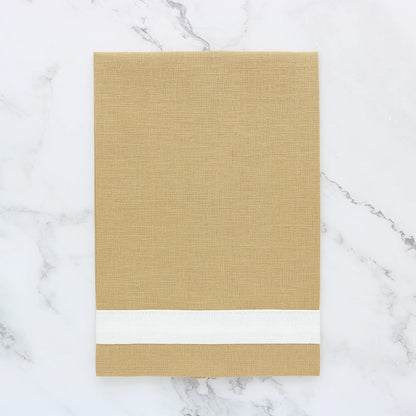 Cappuccino & Ivory Linen Band Guest Towels (each)