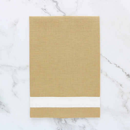 Cappuccino & Ivory Linen Band Guest Towels (each)