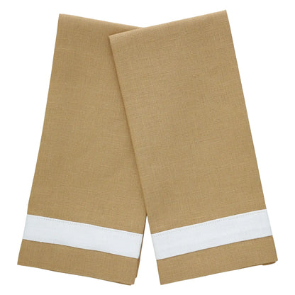 Cappuccino & Ivory Linen Band Guest Towels (each)