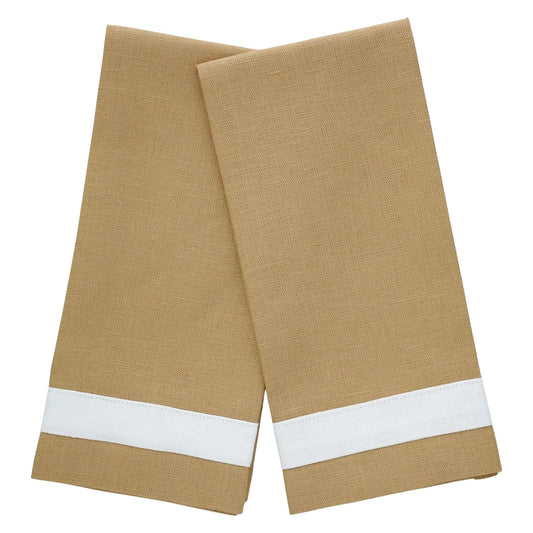 Cappuccino & Ivory Linen Band Guest Towels (each)