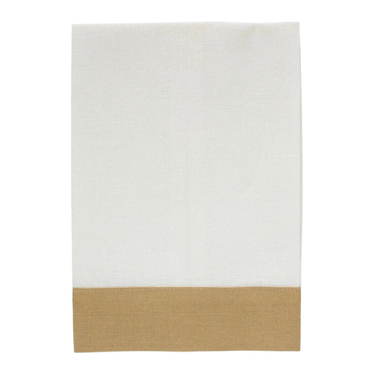 White Linen Guest Towels with Contrasting Bands (each)