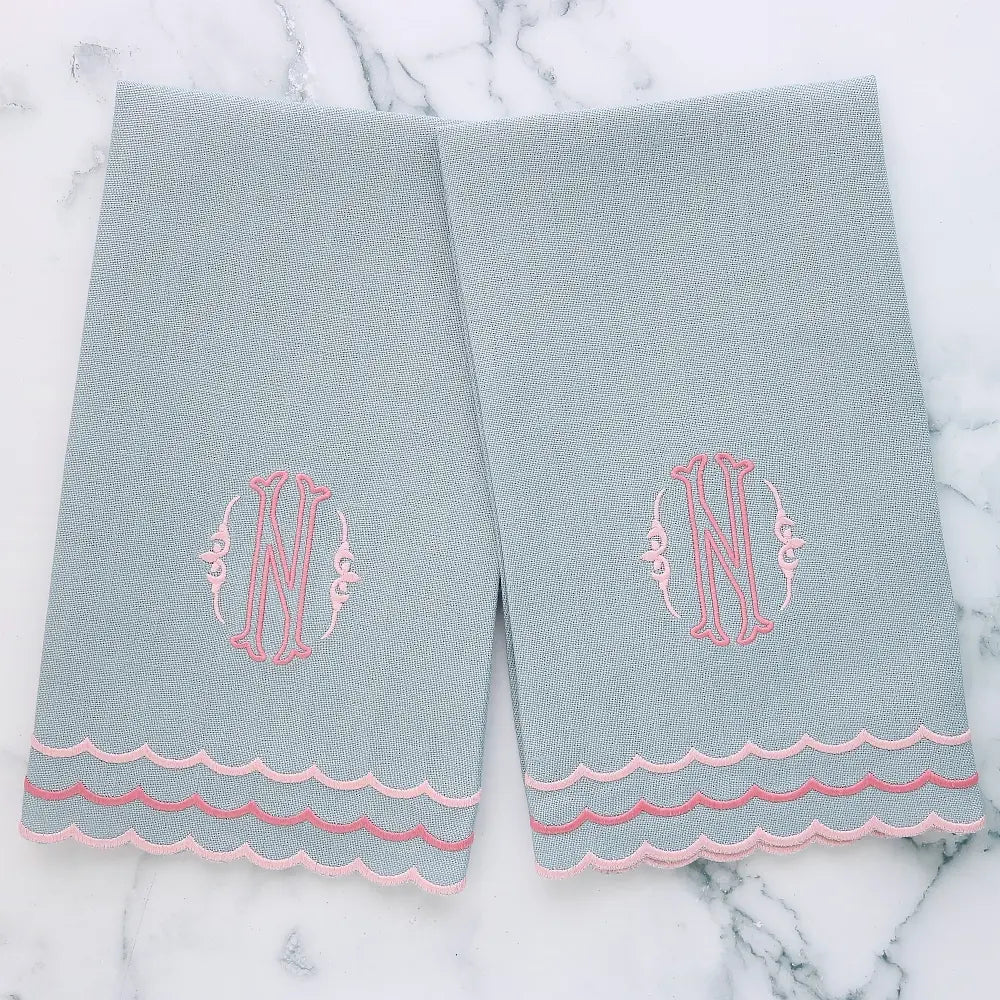 Corina Triple Scalloped Linen Guest Towels (each)