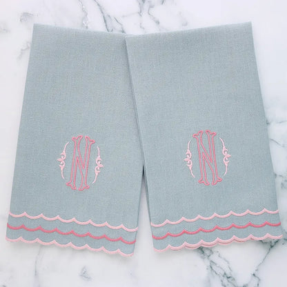Corina Triple Scalloped Linen Guest Towels (each)