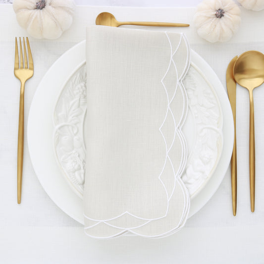 Made to order Cosmo scalloped linen napkins (set of 4)