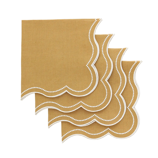 Festival Curry with White Dotted Scalloped Linen Dinner Napkins (each)