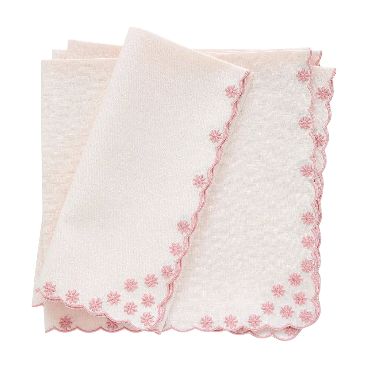 Daisies Scalloped Italian Linen Dinner Napkins (each)