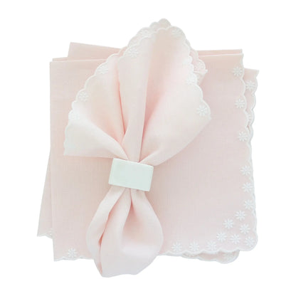 Daisies Scalloped Italian Linen Dinner Napkins (each)