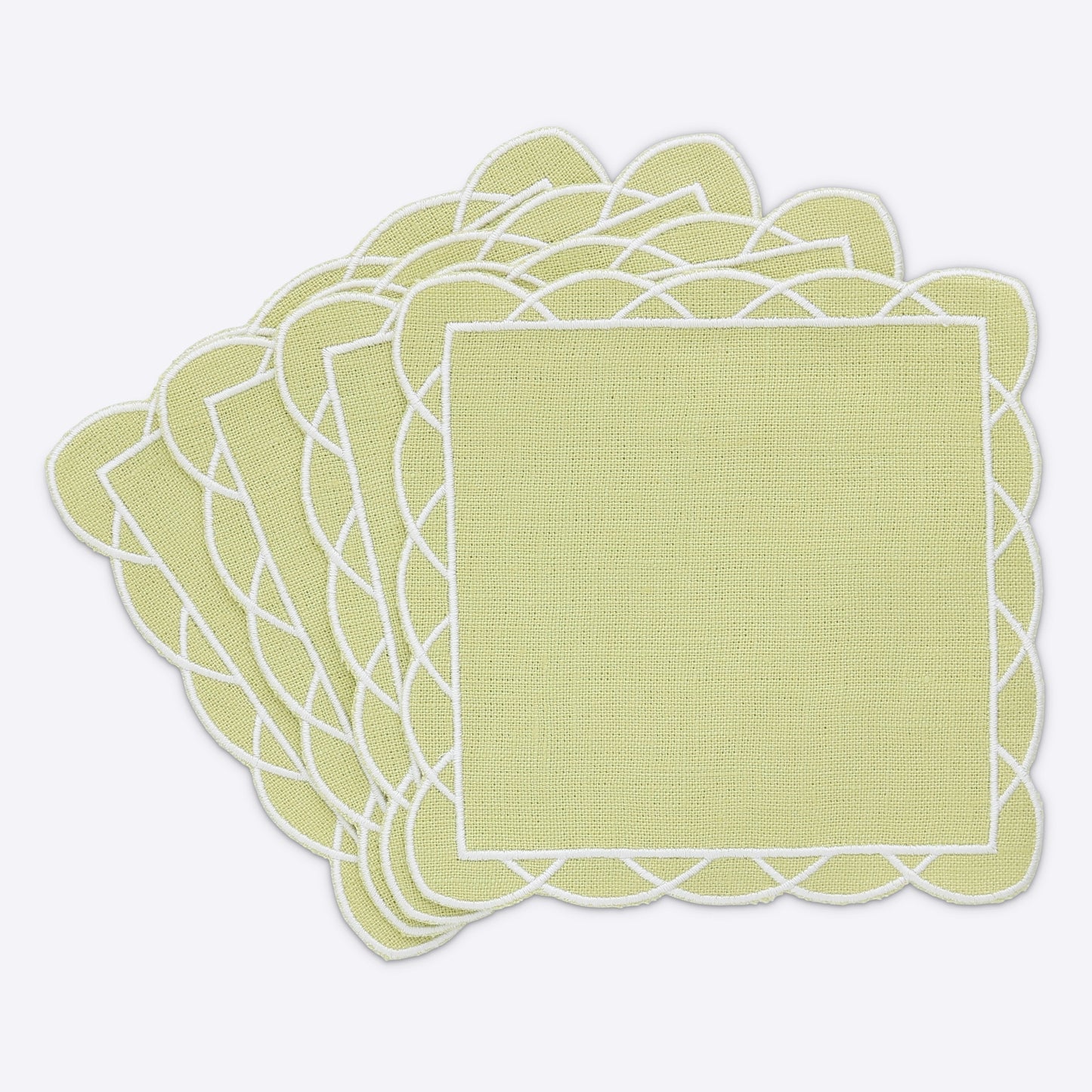 Made to order Daisy Overlaped Scallops Linen Cocktail Napkins (set of 4)