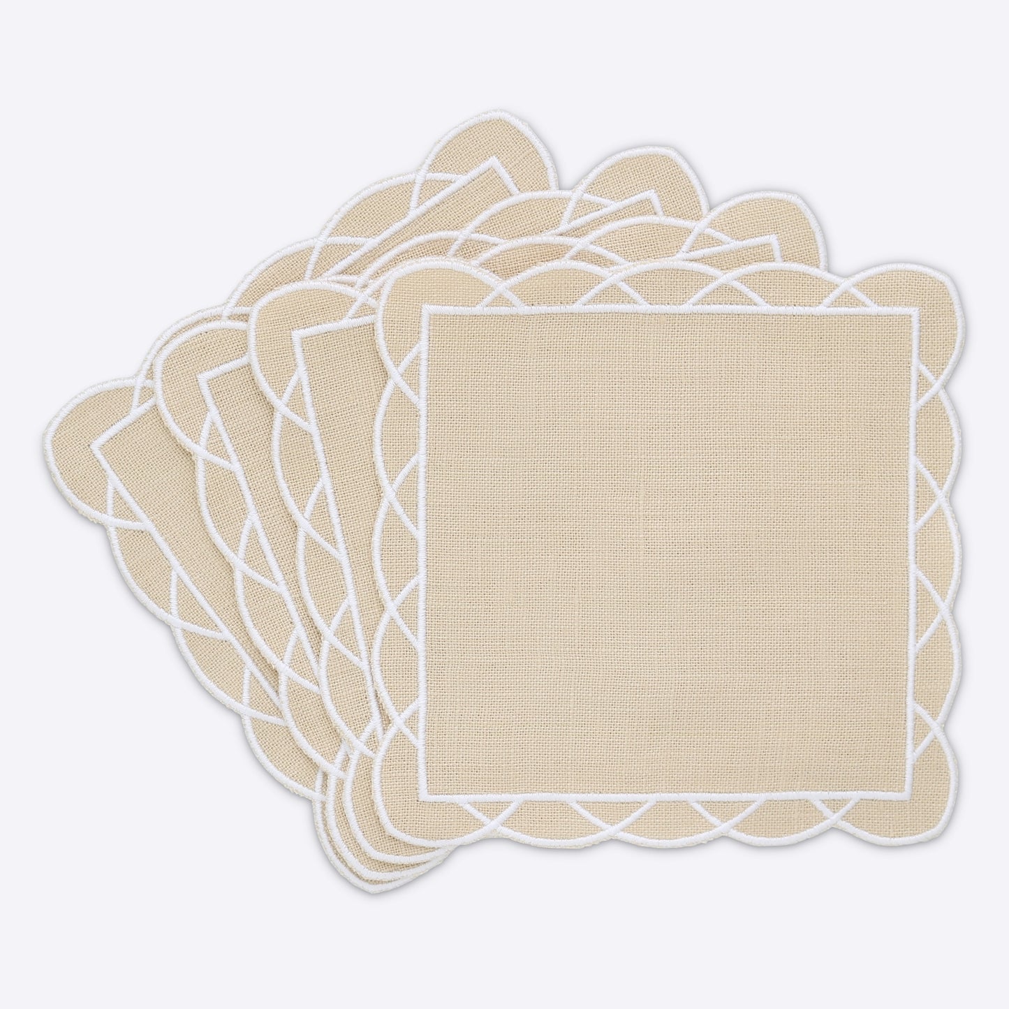 Made to order Daisy Overlaped Scallops Linen Cocktail Napkins (set of 4)
