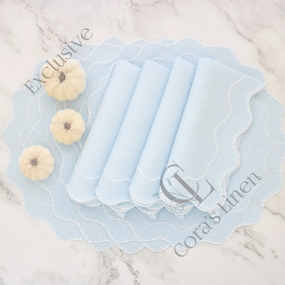 Dakota Dotted Scallops Linen Napkins and Placemats (each)