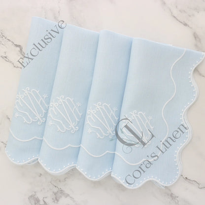 Dakota Baby Blue Dotted Scallops Napkins (each)