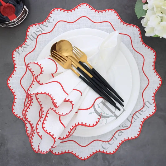 Dakota Dotted Scallops Linen Napkins and Placemats (each)