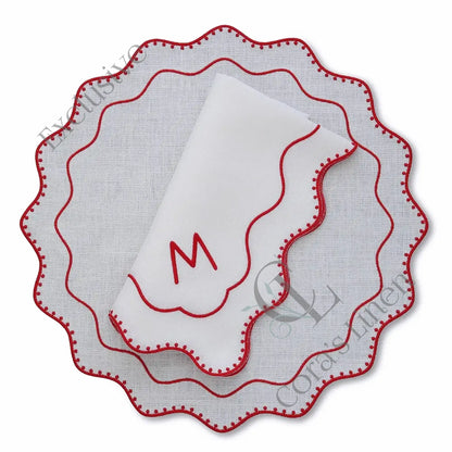 Dakota Dotted Scallops Linen Napkins and Placemats (each)